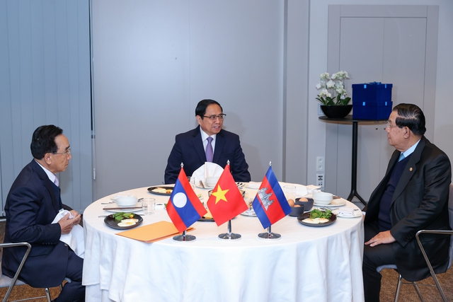 Prime Minister meets Spanish, Lao, Cambodian counterparts in Brussels  - Ảnh 3.