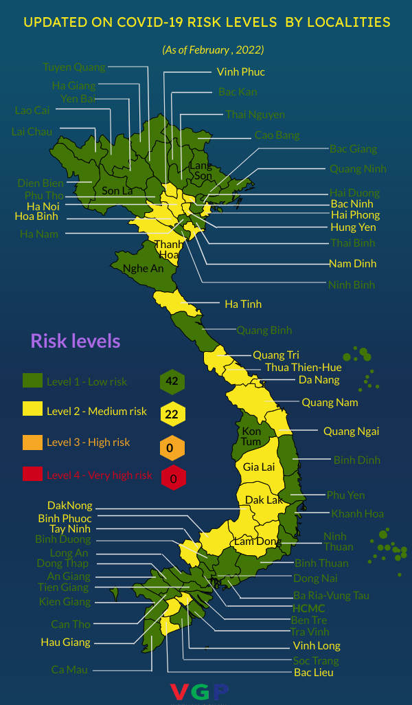 Infographic: Updated on COVID-19 risk levels by localities - Ảnh 1. Infographic: Updated on COVID-19 risk levels by localities - Ảnh 1.