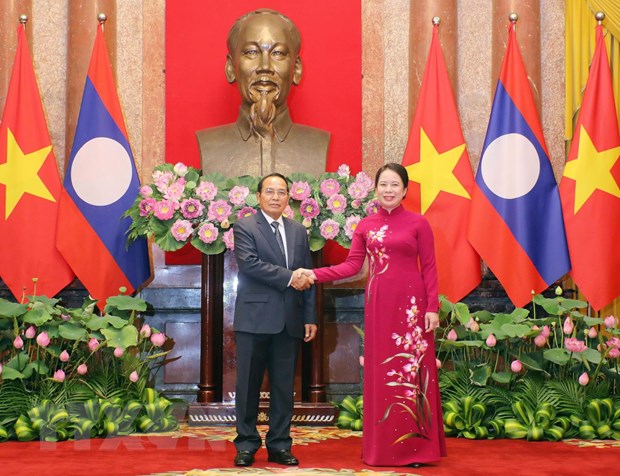 Vietnamese, Lao Vice Presidents hold talks  - Ảnh 1.