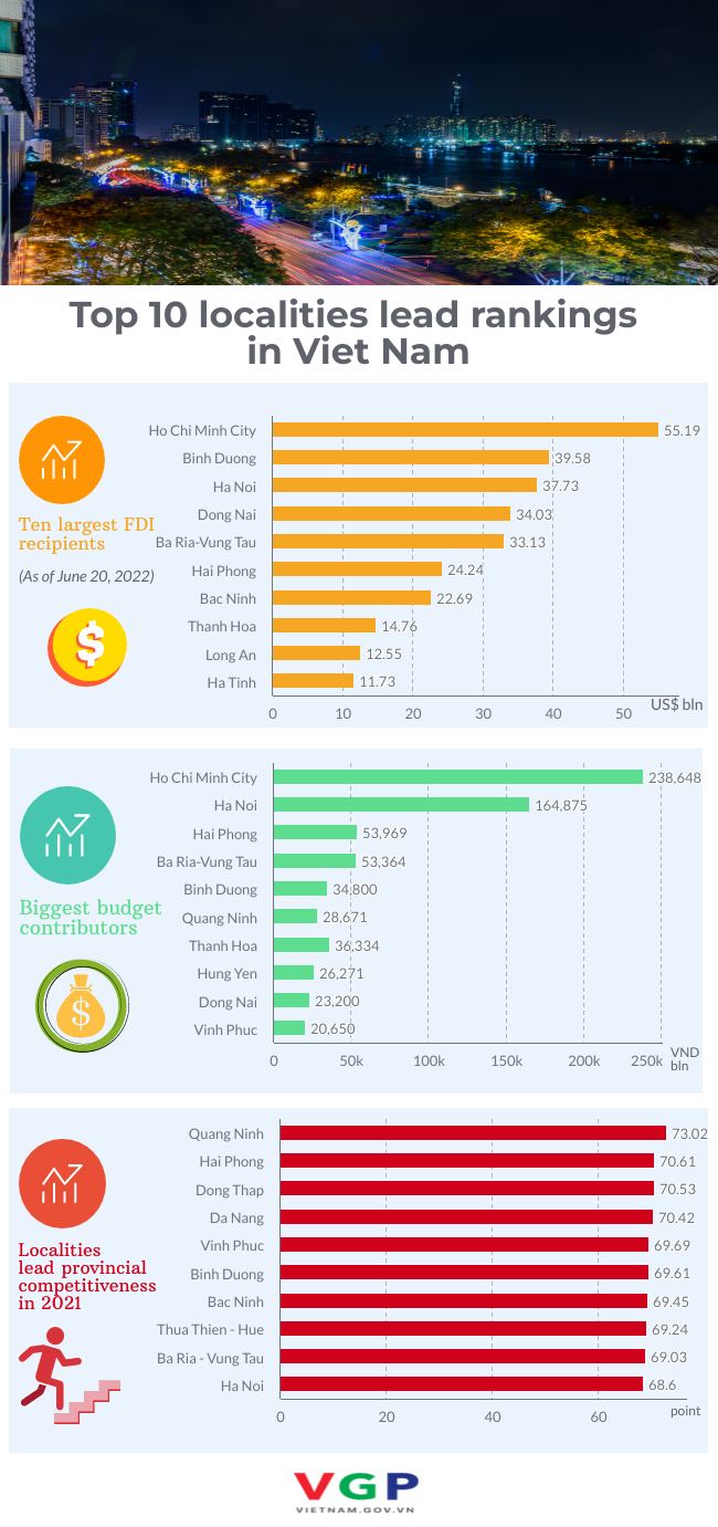 Infographic: Top 10 localities lead rankings in Viet Nam - Ảnh 1.