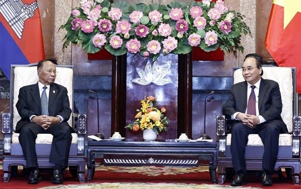 President receives Cambodian top legislator  - Ảnh 1.