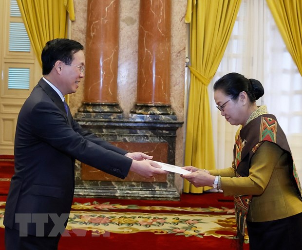 Ambassadors of Venezuela and Laos present credentials to President - Ảnh 3.