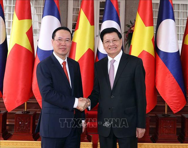 Pictures: Official welcome ceremony for Vietnamese President in Laos