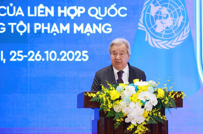 Pham Minh Chinh, António Guterres co-chair press conference on UN Convention against cybercrime- Ảnh 3. Pham Minh Chinh, António Guterres co-chair press conference on UN Convention against cybercrime- Ảnh 3.