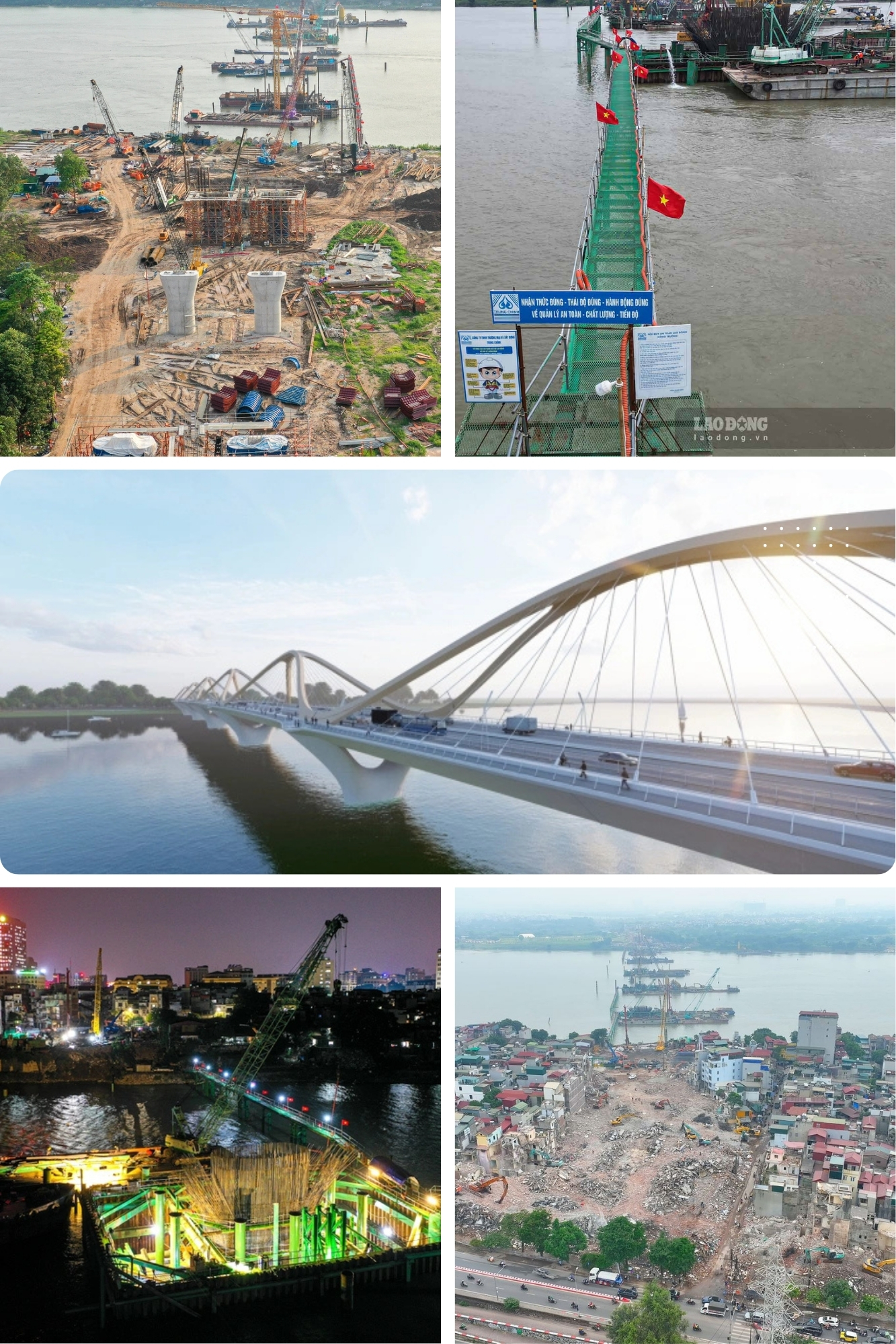 Four out of Ha Noi's seven new bridges over Red River are gradually taking shape- Ảnh 4. Four out of Ha Noi's seven new bridges over Red River are gradually taking shape- Ảnh 4.