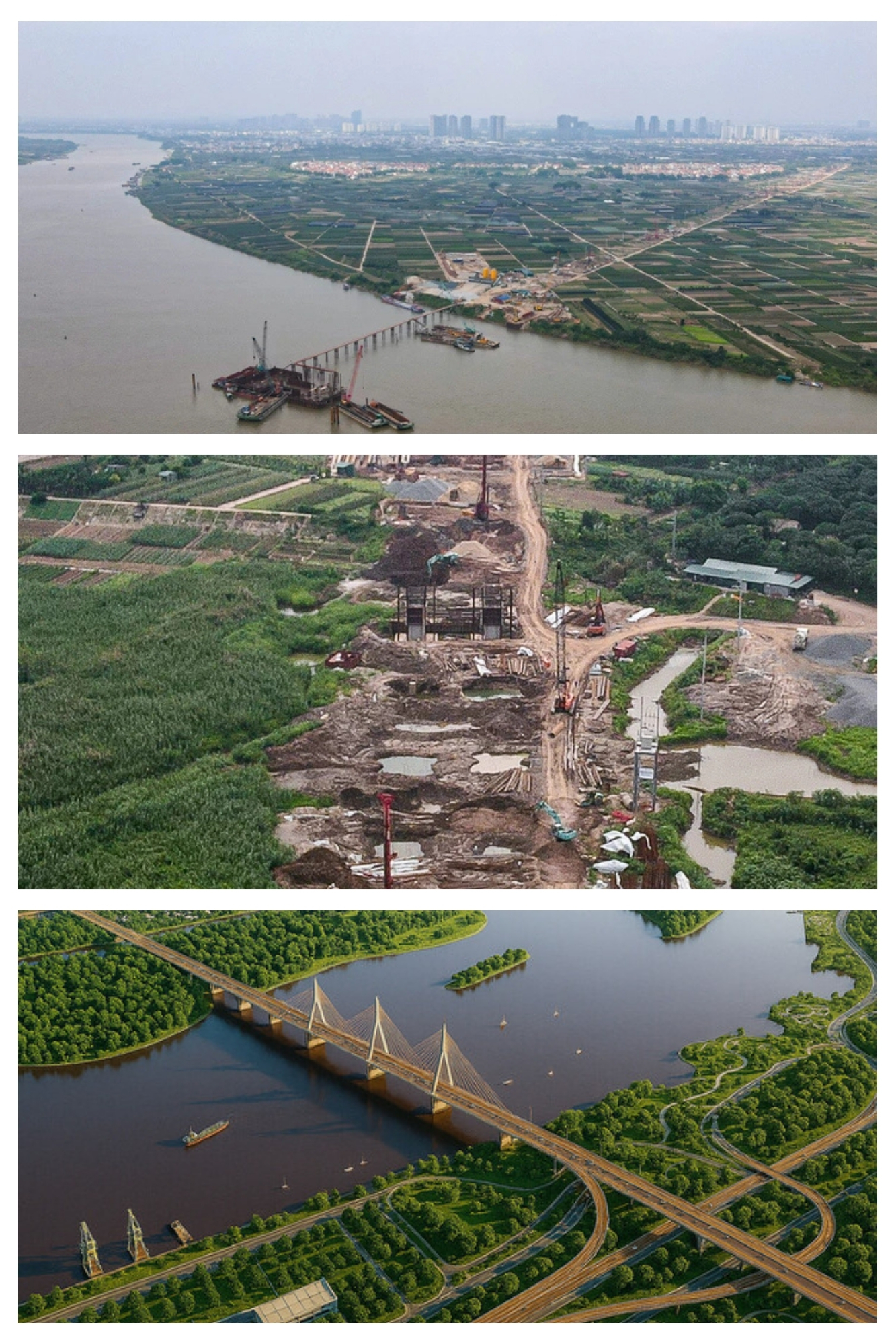 Four out of Ha Noi's seven new bridges over Red River are gradually taking shape- Ảnh 2. Four out of Ha Noi's seven new bridges over Red River are gradually taking shape- Ảnh 2.