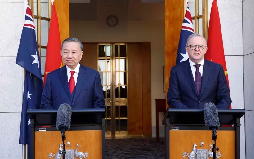 General Secretary, President To Lam, Prime Minister Anthony Albanese co-chair joint press briefing