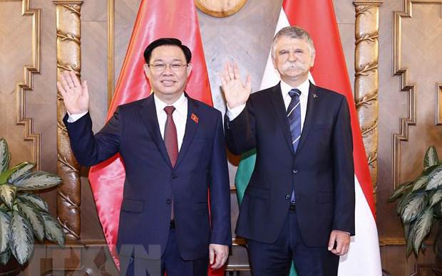 越南国会主席王廷惠同匈牙利国会主席克韦尔·拉斯洛举行会谈