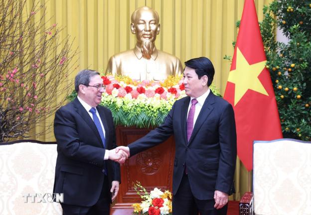 越南国家主席梁强会见古巴外交部长布鲁诺·罗德里格斯·帕里利亚- Ảnh 1.