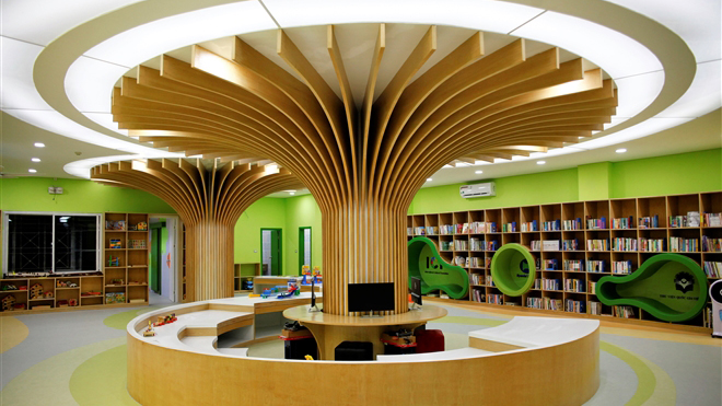Thư viện công cộng với không gian đọc sách cho trẻ em