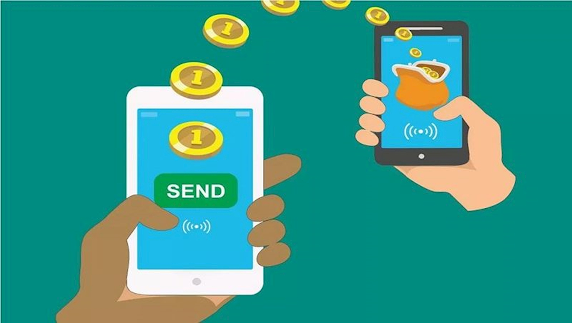 Mobile перевод. Money transfer. Mobile money. Digital transfer money. Иллюстрация перевода денег на телефоне.