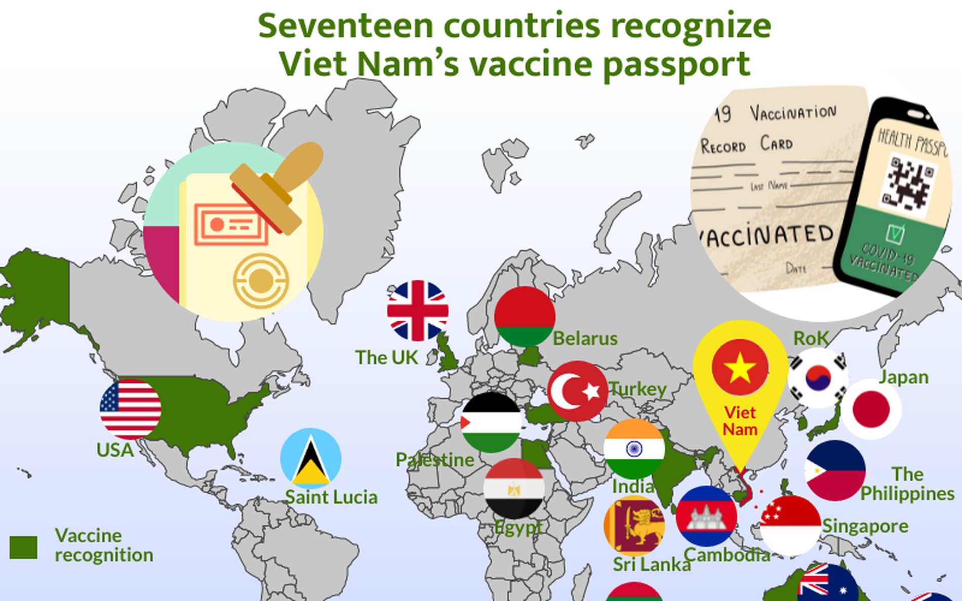 Infographic: Seventeen countries accept Viet Nam’s vaccine passport