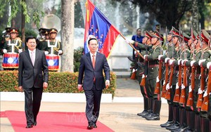 Lễ đón chính thức Chủ tịch nước Võ Văn Thưởng thăm hữu nghị Lào