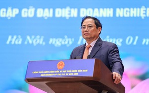 越南政府总理范明正与老挝总理潘坎•维帕万会见越老大型企业领导代表