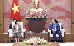 国会主席王廷惠会见老挝最高人民法院院长