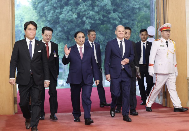 Chùm ảnh: Thủ tướng Phạm Minh Chính chủ trì lễ đón chính thức Thủ tướng CHLB Đức - Ảnh 6.