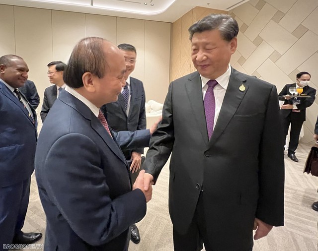 Chủ tịch nước Nguyễn Xuân Phúc gặp Tổng Bí thư, Chủ tịch Trung Quốc Tập Cận Bình - Ảnh 1.