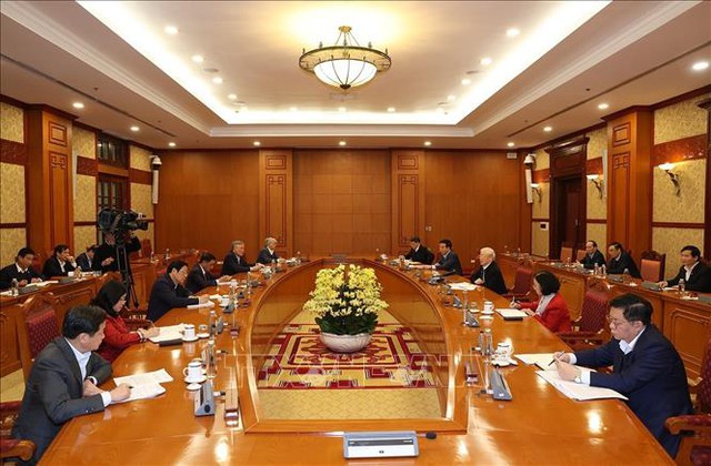 Tổng Bí thư Nguyễn Phú Trọng chủ trì cuộc họp đánh giá công tác tổ chức Tết Nhâm Dần - Ảnh 2.