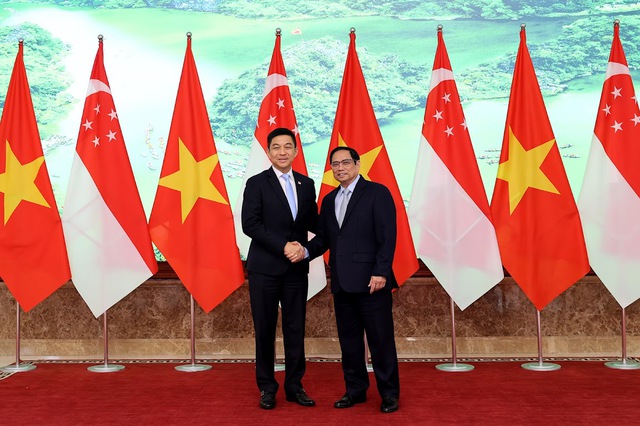 Thủ tướng Chính phủ Phạm Minh Chính tiếp Chủ tịch Quốc hội Singapore Tan Chuan-Jin đang thăm chính thức Việt Nam - Ảnh: VGP/Nhật Bắc 
