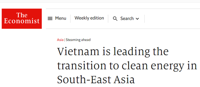 The Economist: VN dẫn đầu Đông Nam Á về chuyển đổi sang năng lượng sạch - Ảnh 1.