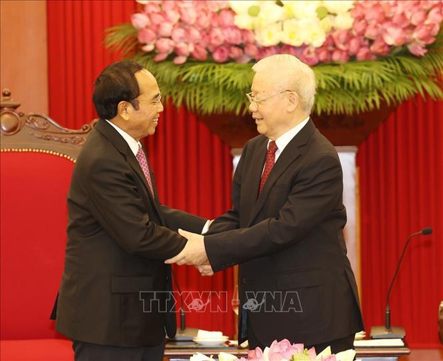 Tổng Bí thư Nguyễn Phú Trọng tiếp Phó Chủ tịch nước Lào Bounthong Chitmany - Ảnh 1.