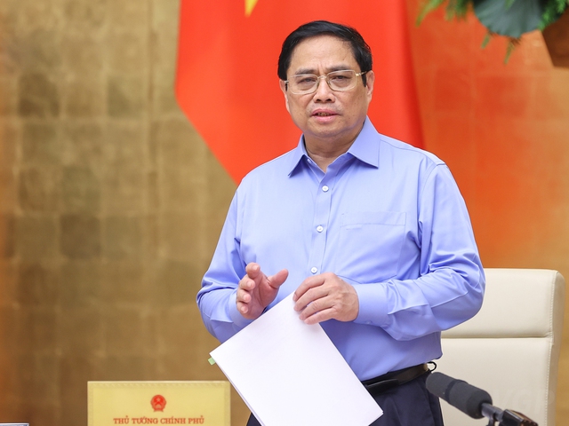 Thủ tướng Chính phủ Phạm Minh Chính chủ trì phiên họp Chính phủ chuyên đề về xây dựng pháp luật tháng 8 năm 2022 - Ảnh: VGP/Nhật Bắc