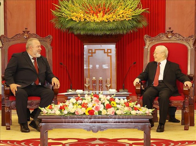 Thủ tướng Manuel Marrero Cruz nhấn mạnh những thành tựu và kinh nghiệm đổi mới của Việt Nam là nguồn cổ vũ, động viên và có giá trị tham khảo quan trọng đối với Đảng Cộng sản Cuba - Ảnh: TTXVN