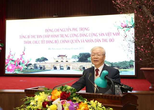 Tổng Bí thư Nguyễn Phú Trọng đến thăm, chúc Tết Đảng bộ, Chính quyền và Nhân dân Thủ đô - Ảnh 1. Tổng Bí thư Nguyễn Phú Trọng đến thăm, chúc Tết Đảng bộ, Chính quyền và Nhân dân Thủ đô - Ảnh 1.