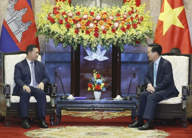 Chủ tịch nước Võ Văn Thưởng tiếp Thủ tướng Campuchia Hun Manet- Ảnh 2.