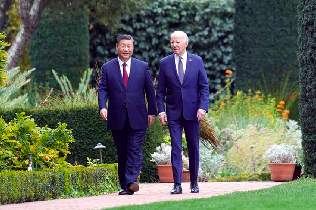 Chủ tịch Trung Quốc Tập Cận Bình gặp Tổng thống Mỹ Joe Biden tháng 11/2023 ở San Francisco. Ảnh: Xinhua