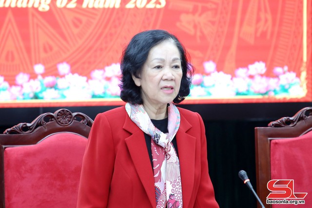 Trưởng Ban Tổ chức Trung ương Trương Thị Mai làm việc với Ban Thường vụ Tỉnh ủy Sơn La - Ảnh 1.
