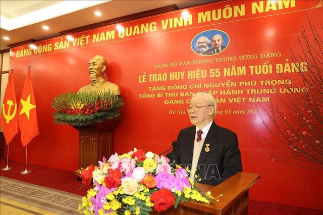 Phát biểu của Tổng Bí thư Nguyễn Phú Trọng tại lễ nhận Huy hiệu 55 năm tuổi Đảng - Ảnh 1.