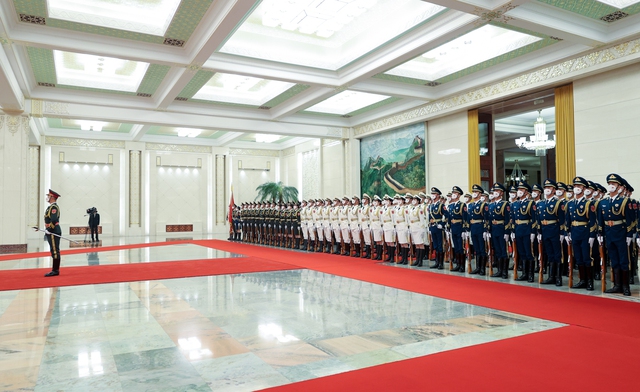 Chùm ảnh: Lễ đón chính thức Thủ tướng Phạm Minh Chính thăm Trung Quốc - Ảnh 5.
