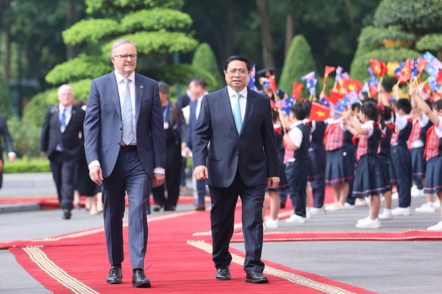 Chùm ảnh: Thủ tướng Phạm Minh Chính đón, hội đàm với Thủ tướng Australia - Ảnh 3.