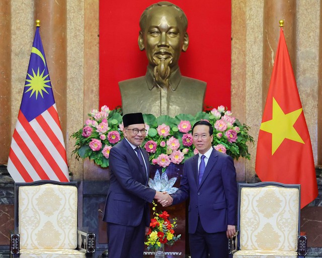 Chủ tịch nước Võ Văn Thưởng tiếp Thủ tướng Malaysia Anwar Ibrahim - Ảnh 1.