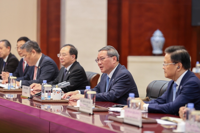 Thủ tướng Lý Cường khẳng định Trung Quốc sẽ tiếp tục mở cửa thị trường cho hàng hóa Việt Nam - Ảnh: VGP/Nhật Bắc