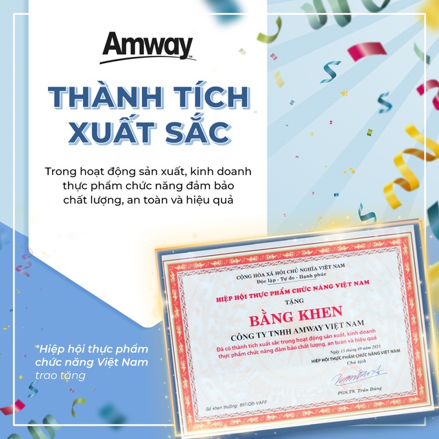 Amway Việt Nam lần thứ 11 vinh dự nhận giải thưởng sản phẩm vì sức khỏe cộng đồng - Ảnh 1.