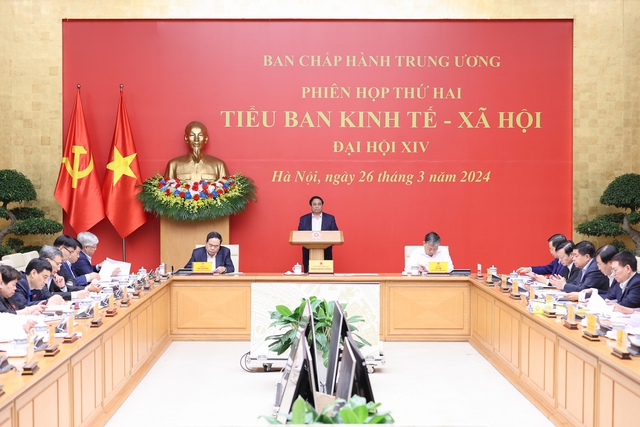 Thủ tướng Phạm Minh Chính chủ trì phiên họp Tiểu ban Kinh tế - xã hội Đại hội XIV của Đảng- Ảnh 1.