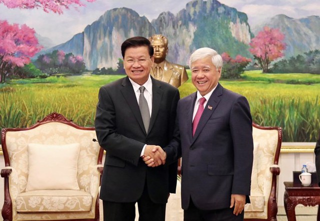Chủ tịch Ủy ban Trung ương MTTQ Việt Nam gặp Tổng Bí thư, Chủ tịch nước Lào- Ảnh 1.