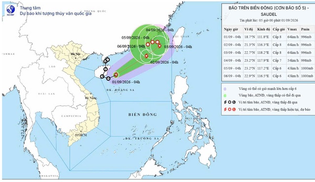 Bão số 5 giữ nguyên cường độ, di chuyển nhanh trên vùng biển phía Tây khu vực Bắc Biển Đông- Ảnh 1.