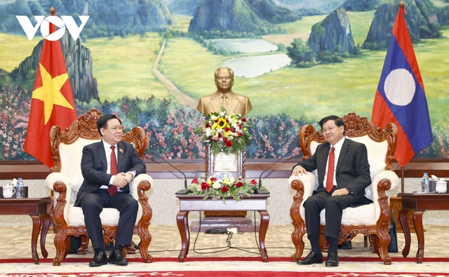 Vietnamese top legislator holds talks with Lao counterpart - Ảnh 3.