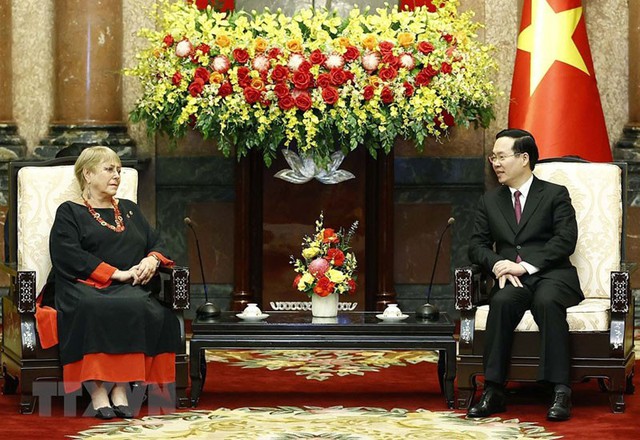 President Vo Van Thuong hosts former Chilean President - Ảnh 1.