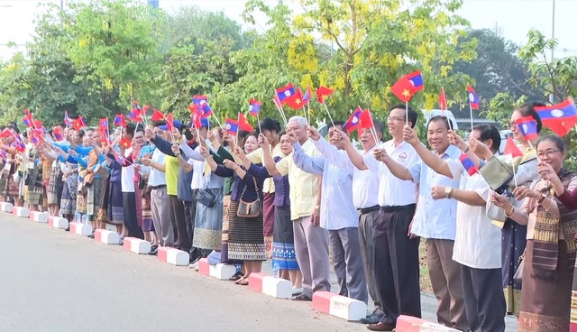 Pictures: Official welcome ceremony for Vietnamese President in Laos - Ảnh 3.