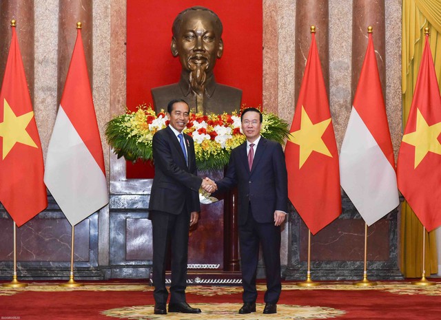 President hosts official welcome ceremony for Indonesian counterpart Joko Widodo - Ảnh 8.