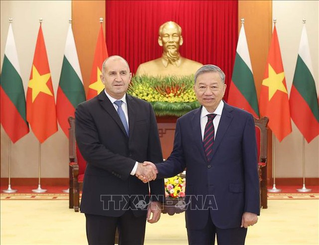 Party chief, Prime Minister meet Bulgarian President - Ảnh 1.