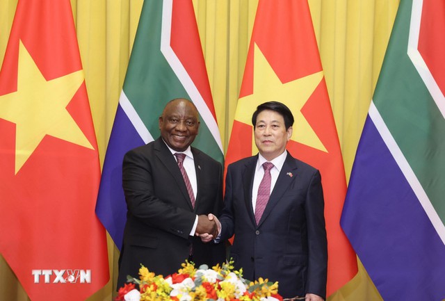 Vietnamese President holds talks with South African counterpart- Ảnh 1.