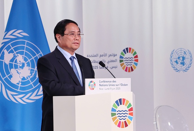 Prime Minister Pham Minh Chinh delivers keynote speech at 2nd plenary session of UN Ocean Conference- Ảnh 1. Prime Minister Pham Minh Chinh delivers keynote speech at 2nd plenary session of UN Ocean Conference- Ảnh 1.