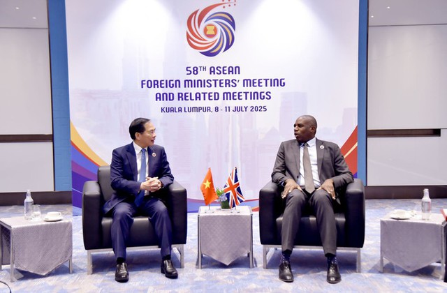 Deputy PM, FM Bui Thanh Son meets British Foreign Secretary David Lamy on AMM-58 sidelines- Ảnh 1.