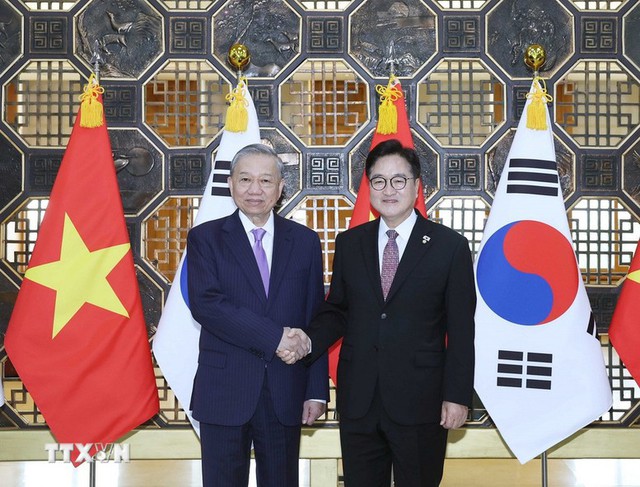 Vietnamese Party chief meets with Speaker of South Korean National Assembly - Ảnh 1.
