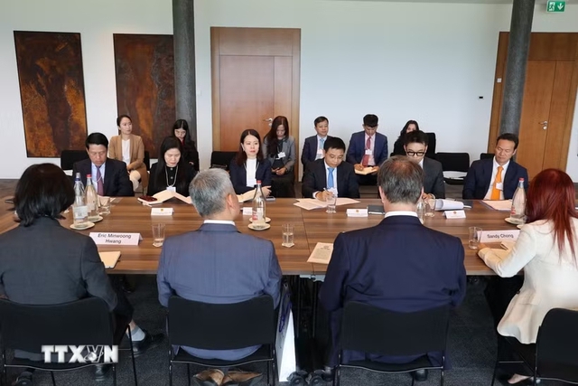 Deputy PM meets WTO Deputy Director-General, Co-Chair of WEF Board of Trustees in Geneva- Ảnh 1.